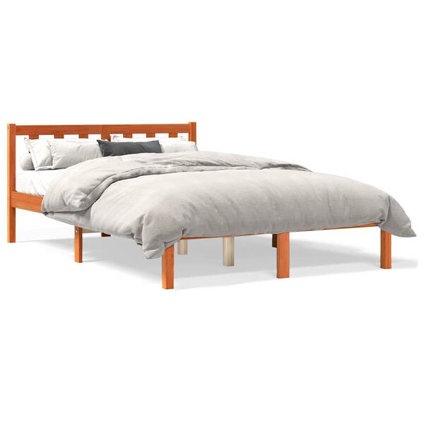 vidaXL Bed Frame without Mattress Wax Brown 140x200 cm Solid Wood Pine