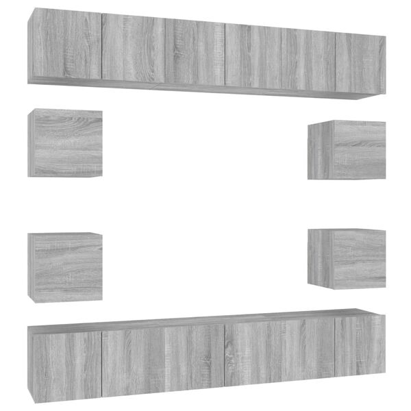 vidaXL 10 Piece TV Cabinet Set Grey Sonoma Engineered Wood