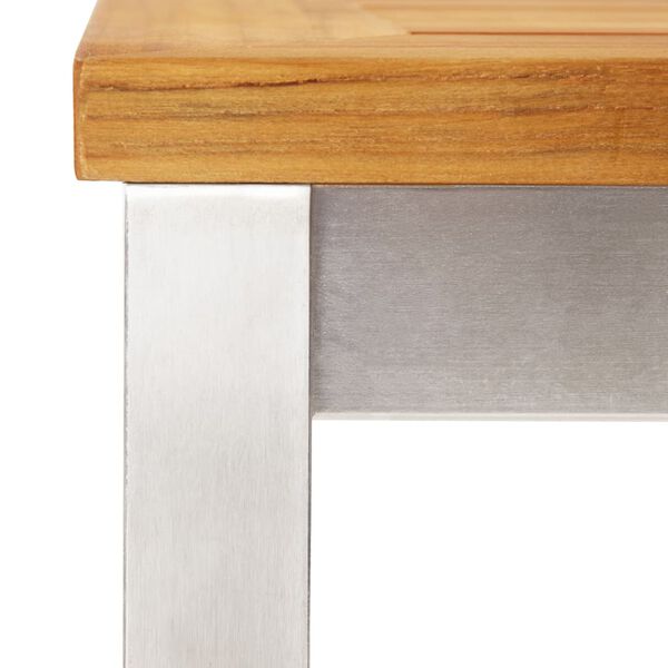vidaXL Bar Table 60x60x105 cm Solid Teak Wood and Stainless Steel