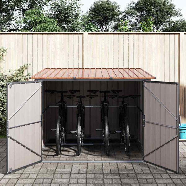 vidaXL Bike Shed 3 pcs Brown 215 x 206 x 157 cm Metal