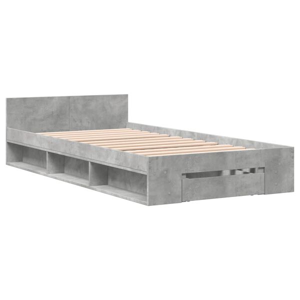 vidaXL Bed Frame with Drawer without Mattress Concrete Grey 90x200 cm