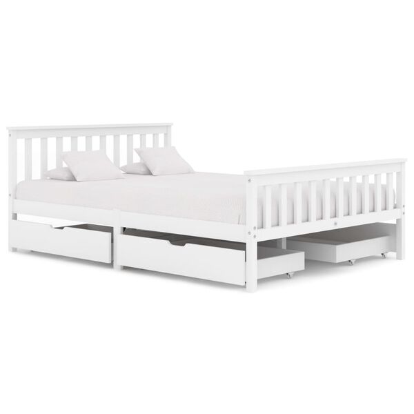 vidaXL Bed Frame without Mattress White Solid Pine Wood 140x200 cm