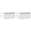 vidaXL Wall-mounted Bedside Cabinets with LED Lights 2 pcs White