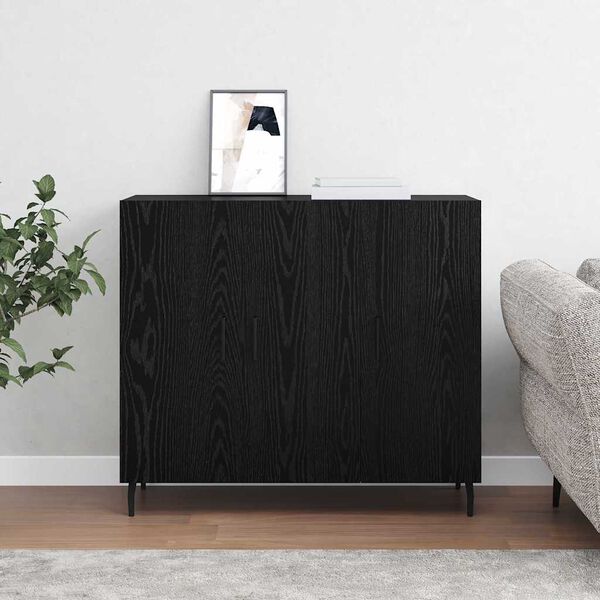 vidaXL Sideboard Black Oak 90 x 34 x 80 cm Engineered Wood