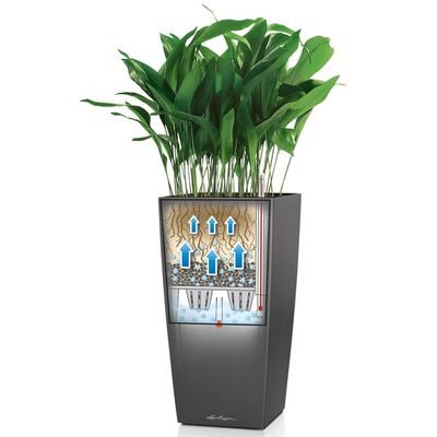 LECHUZA Planter Cubico 30 ALL-IN-ONE Charcoal 18184