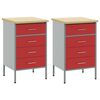 vidaXL Work Cabinet with Drawer 2 pcs Red and Grey 100 x 55 x 85 cm