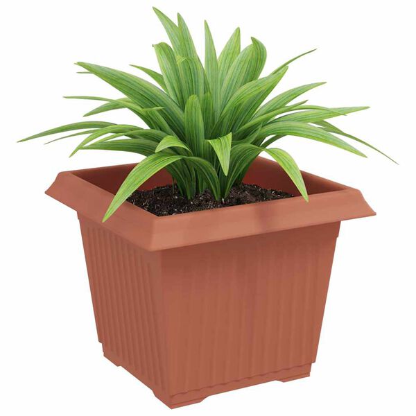 vidaXL Square Flower Pot 6 pcs Brick Red 23 x 23 x 17.5 cm Plastic