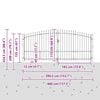 vidaXL Double Gate with Lock Grey 400 x 224.5 cm Steel