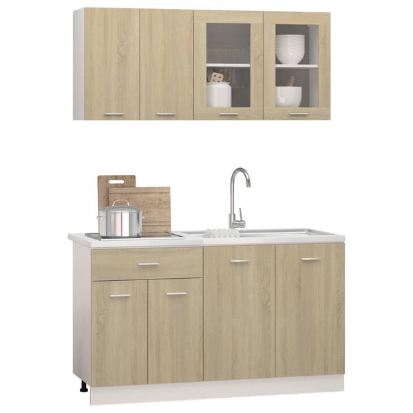 vidaXL 4 Piece Kitchen Cabinet Set Sonoma Oak Engineered Wood