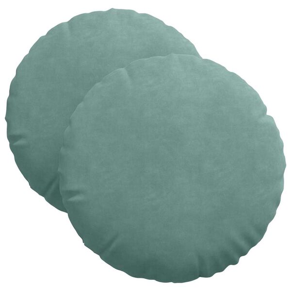 vidaXL Seat Cushions 2 pcs Sea Green Ø 40 x 13 cm Velvet