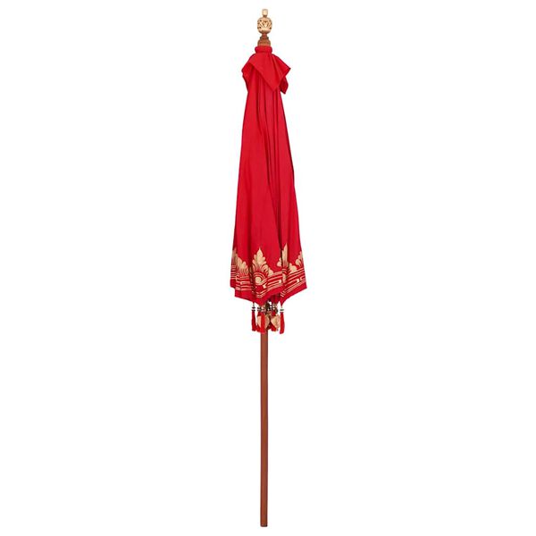 vidaXL Balinese Parasol Red 215 x 215 x 260 cm Cotton and Wood