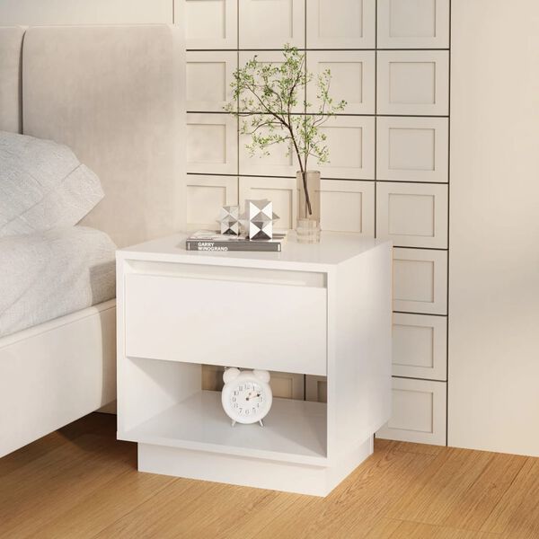vidaXL Bedside Cabinet High Gloss White 45x34x44 cm Engineered Wood