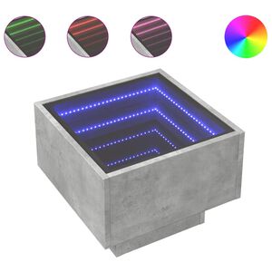 vidaXL Bedside Table with Infinity LED Concrete Grey 40x40x30 cm