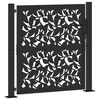 vidaXL Garden Gate Black 100x100 cm Steel Leaf Design