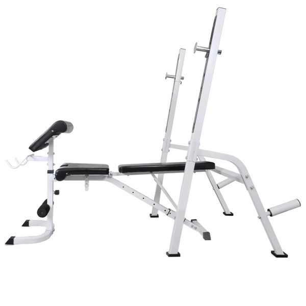 vidaXL Workout Bench with Weight Rack, Barbell and Dumbbell Set 90 kg