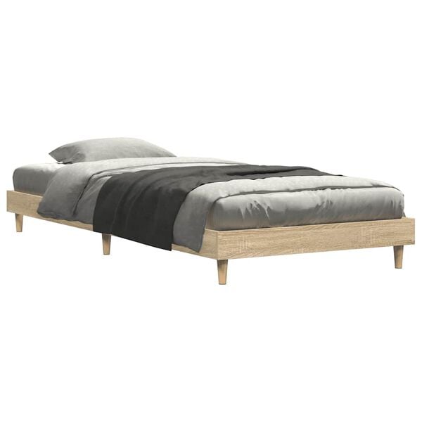 vidaXL Bed Frame without Mattress Sonoma Oak 75x190 cm Small Single Engineered Wood