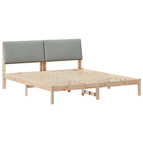 vidaXL Bed frame Brown and light grey 180 x 200 cm Solid pine wood