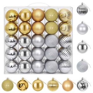 vidaXL Christmas Ball Set 50 pcs Silver and Gold Dia. 8 cm Polystyrene