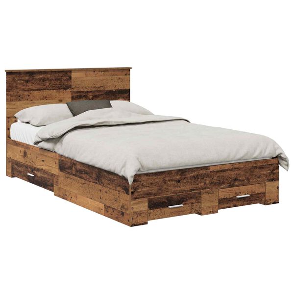 vidaXL Bed Frame with Headboard Old Wood 120 x 190 cm Engineered Wood