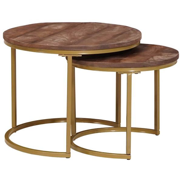 vidaXL Nesting Coffee Tables 2 pcs Solid Mango Wood and Steel