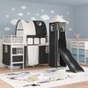 vidaXL Kids'Loft Bed Frame with Curtains, Arch, Slide, Tower
