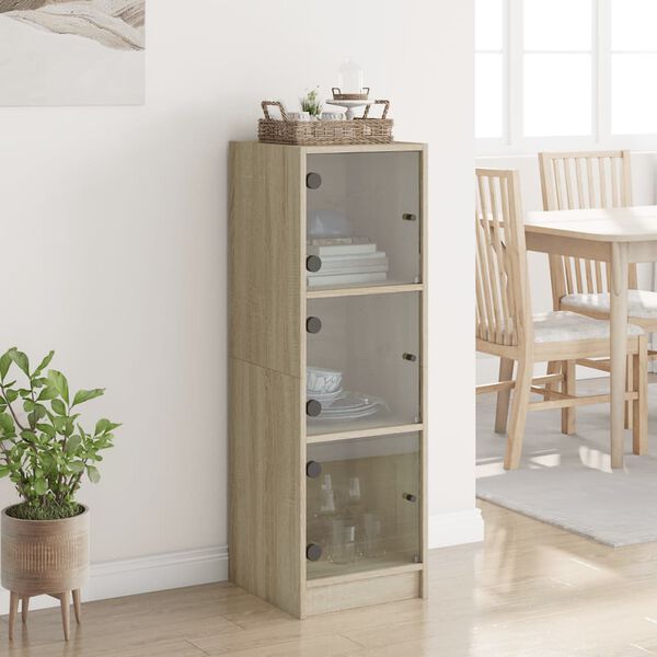 vidaXL Highboard with Glass Doors Sonoma Oak 35x37x109 cm