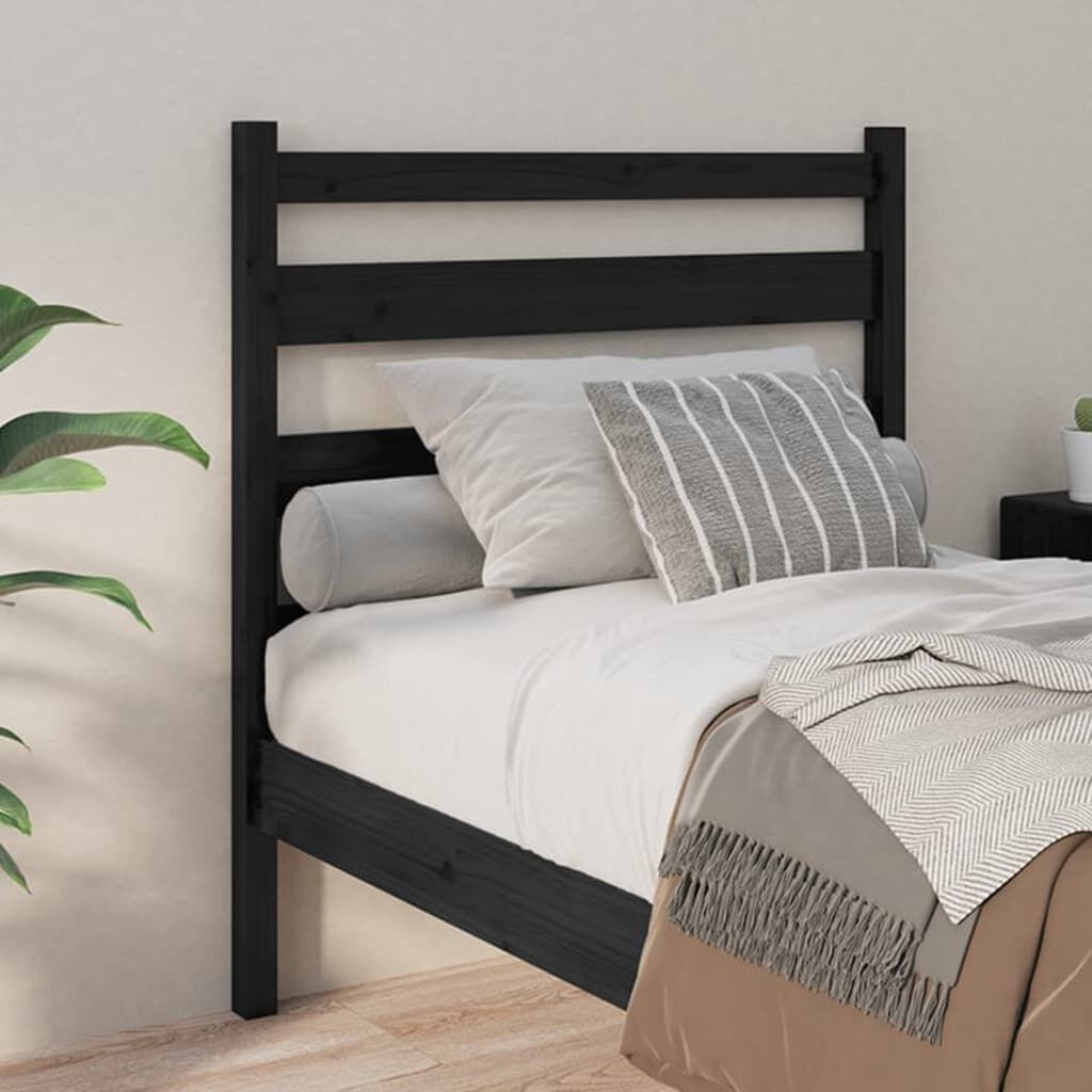 vidaXL Bed Headboard Black 106x4x100 cm Solid Wood Pine