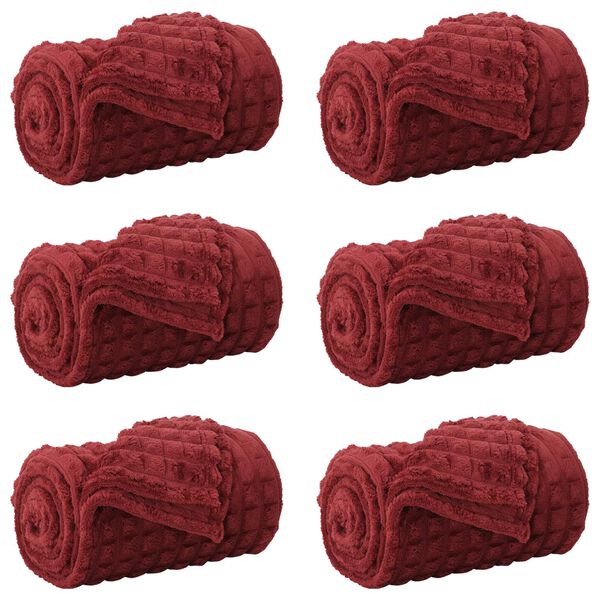 vidaXL Throw Blankets 6 pcs Bordeaux Red 200 x 150 cm Fleece