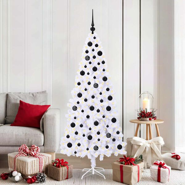 vidaXL Artificial Christmas Tree with Stand White 180 cm PVC and Steel