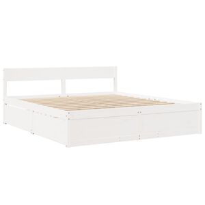 vidaXL Bed Frame without Mattress White 180x200 cm Super King Solid Wood Pine