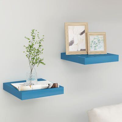 vidaXL Floating Wall Shelves 2 pcs Blue 23x23.5x3.8 cm MDF
