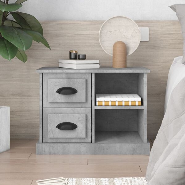vidaXL Bedside Cabinet Concrete Grey 60x35.5x45 cm