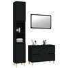 vidaXL 3 Piece Bathroom Furniture Set Black Engineered Wood