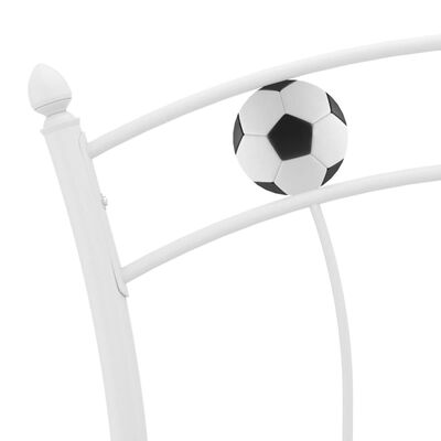 vidaXL Bed Frame with Football Design White Metal 90x200 cm