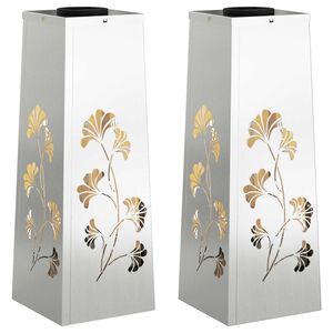 vidaXL Solar LED Pathway Light 2 pcs Silver Galvanized Steel