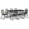 vidaXL 9 Piece Garden Dining Set Black PVC Rattan