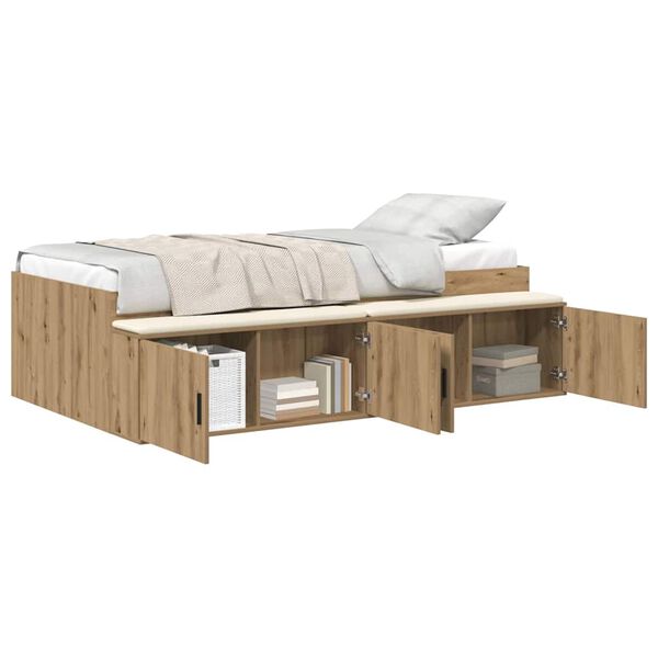vidaXL Bed Frame with Drawer Artisan Oak 90 x 190 cm Engineered Wood