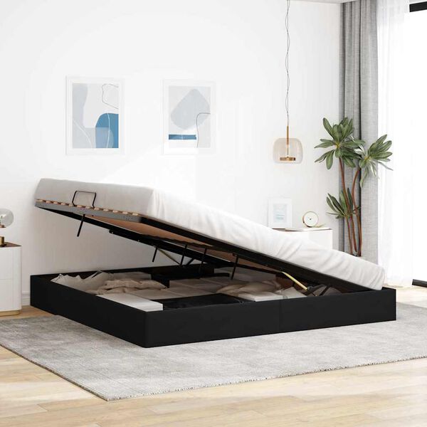 vidaXL Storage Bed with Mattress Black 200 x 200 cm Velvet