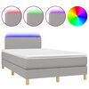 vidaXL Box Spring Bed with Mattress&LED Light Grey 120x200cm Fabric