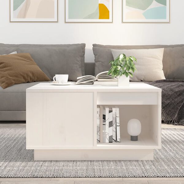 vidaXL Coffee Table White 60x61x32.5 cm Solid Wood Pine