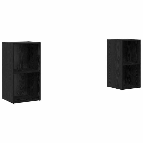 vidaXL TV Cabinet Set Wall-mounted 2 pcs Black Oak 72 x 35 x 36.5 cm
