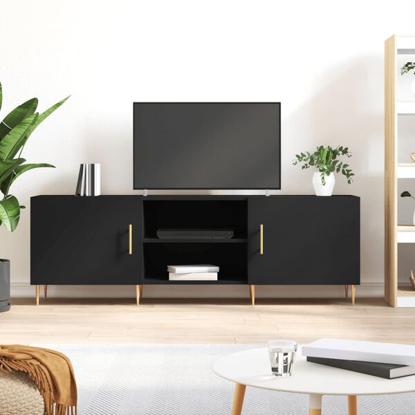 vidaXL TV Cabinet Black 150x30x50 cm Engineered Wood