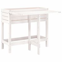 vidaXL Garden Planter with Folding Tabletop White Solid Wood Pine