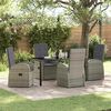 vidaXL Garden Dining Set with Cushion 5 pcs Grey Poly Rattan