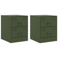 vidaXL Bedside Cabinets 2 pcs Green 34.5x39x44 cm Steel