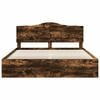 vidaXL Bed Frame Smoked Oak 200 x 200 cm Solid Pine Wood