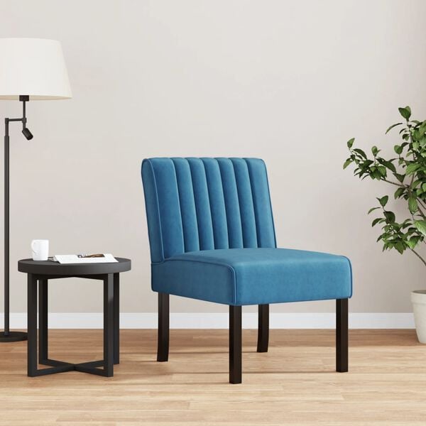 vidaXL Slipper Chair Blue Velvet