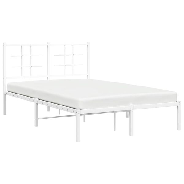 vidaXL Metal Bed Frame without Mattress with Headboard White 120x200cm