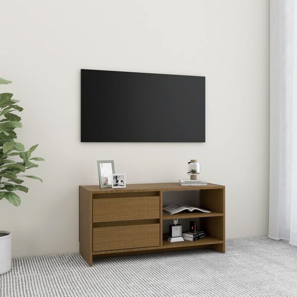 vidaXL TV Cabinet Honey Brown 80x31x39 cm Solid Pinewood