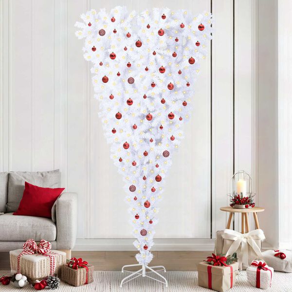 vidaXL Artificial Christmas Tree with Stand White 240 cm PVC and Steel